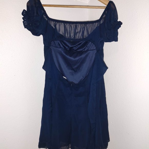 Estrella Dress in Navy Blue Chiffon, size large, Lucy in the Sky - Picture 5 of 6